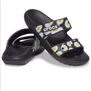 Black Daisy Croc Sandal